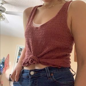 American Eagle Ruched red tank top